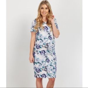 Ivory Floral Fitted Maternity Dress by PinkBlush